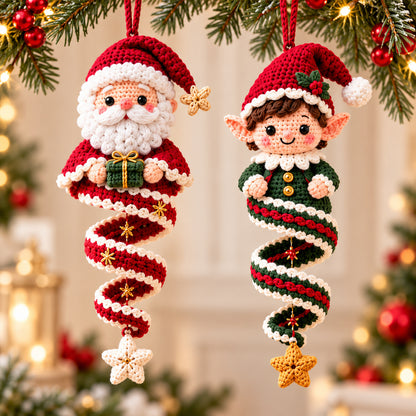 10 Christmas Spiral Ornament Crochet Patterns Bundle PDF – Santa, Snowman & More