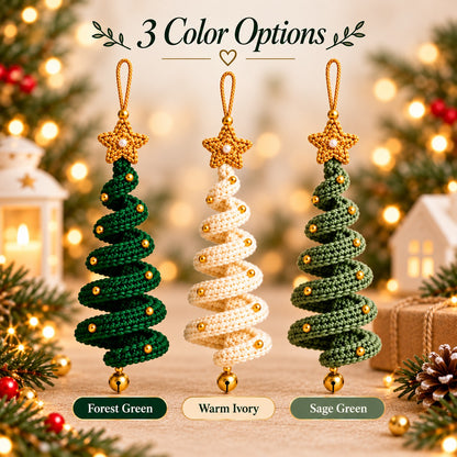 Christmas Tree Crochet Ornament Pattern PDF – Hanging Spiral Xmas Decor