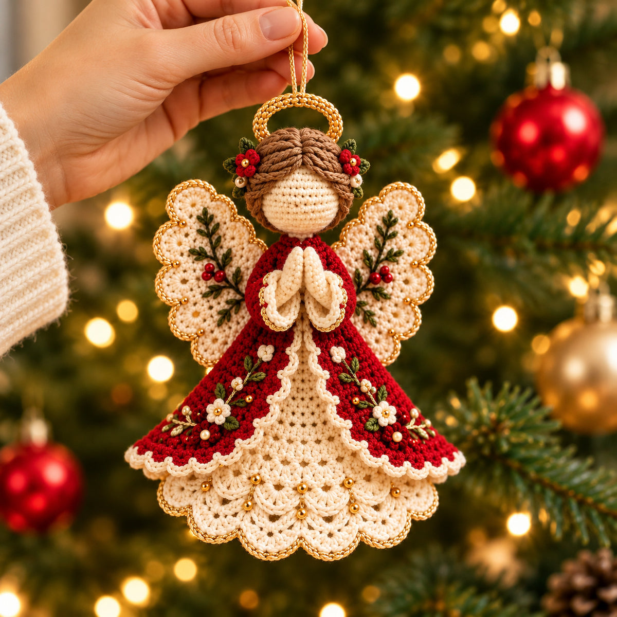 Crochet Angel Ornament Pattern PDF – Christmas Tree Hanging Decor