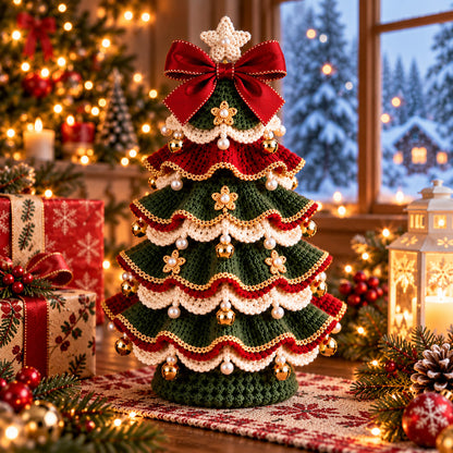 Layered Christmas Tree Crochet Pattern PDF – Tabletop Holiday Decor