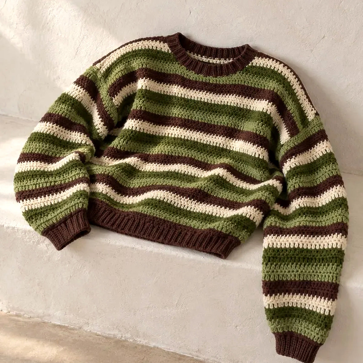 Striped Crochet Sweater Pattern PDF – Custom Size Jumper + Video Tutorial