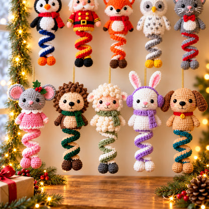15 Christmas Spiral Ornament Crochet Patterns Bundle PDF – Santa, Snowman & More
