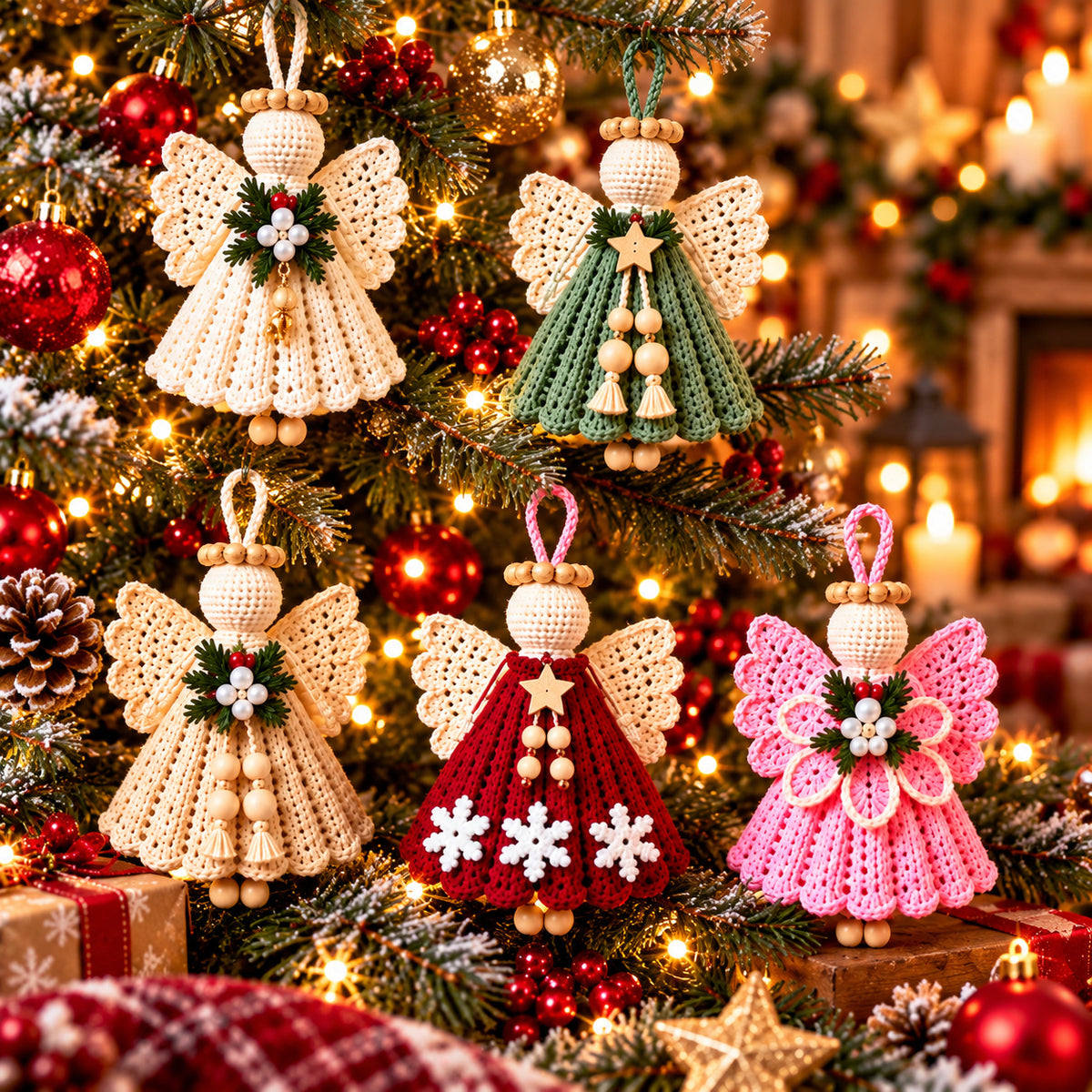 5 Crochet Angel Ornament Patterns Bundle PDF – Christmas Tree Decor