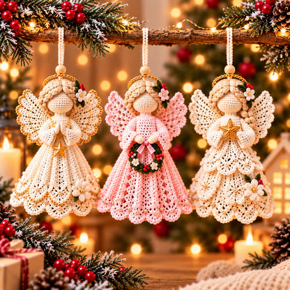 3 Christmas Angel Ornament Crochet Patterns PDF – Heirloom Lace Tree Decor