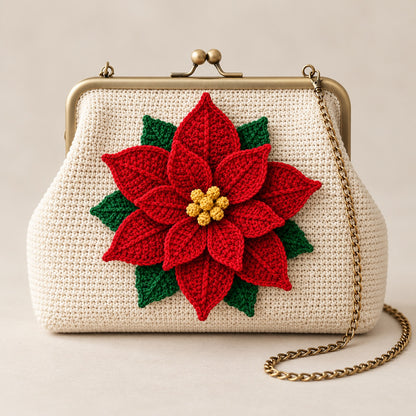 Layered Poinsettia Crochet Pattern PDF – Red Christmas Flower Decor