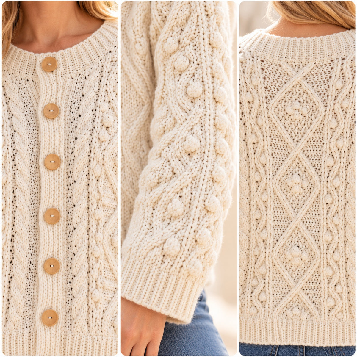 Cable Crochet Cardigan Pattern PDF – Oversized Sweater XS–XL + Video Tutorial