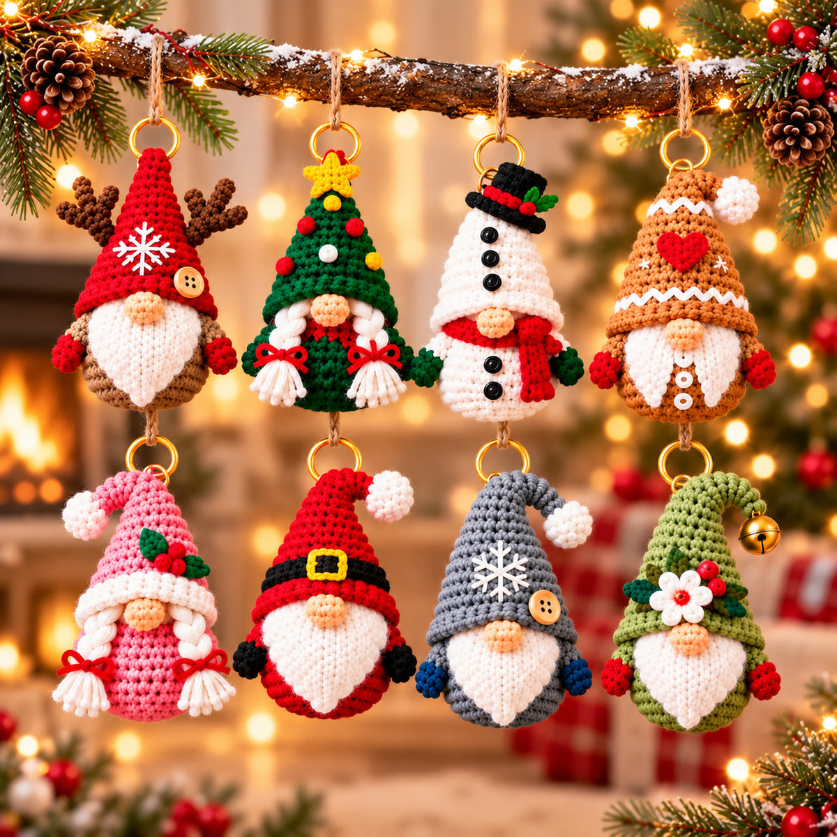 8 Christmas Gnome Crochet Patterns Bundle PDF – Keychains & Ornaments