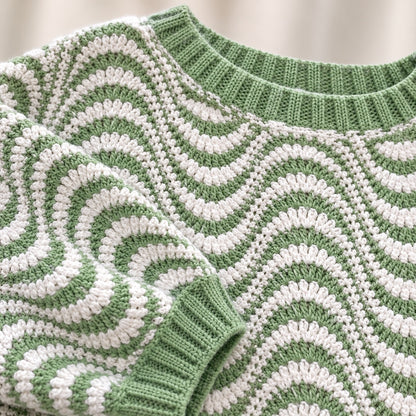 Wavy Striped Sweater Crochet Pattern PDF – Oversized Women’s Pullover