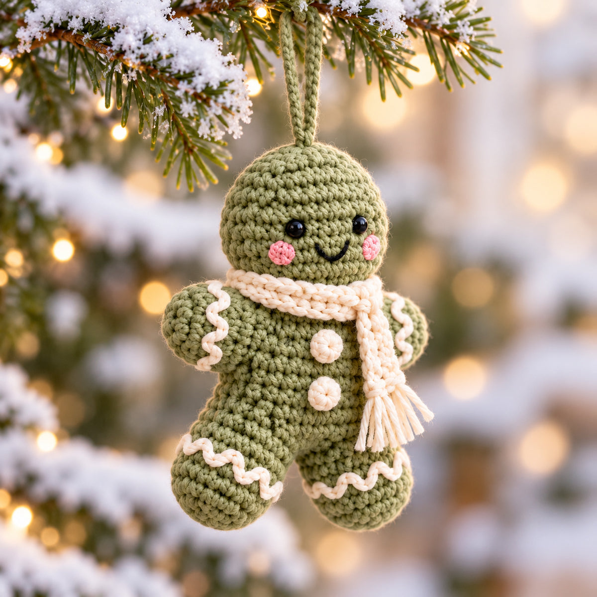 Gingerbread Ornament Crochet Pattern PDF – Scarf, Bow & 3 Colorways