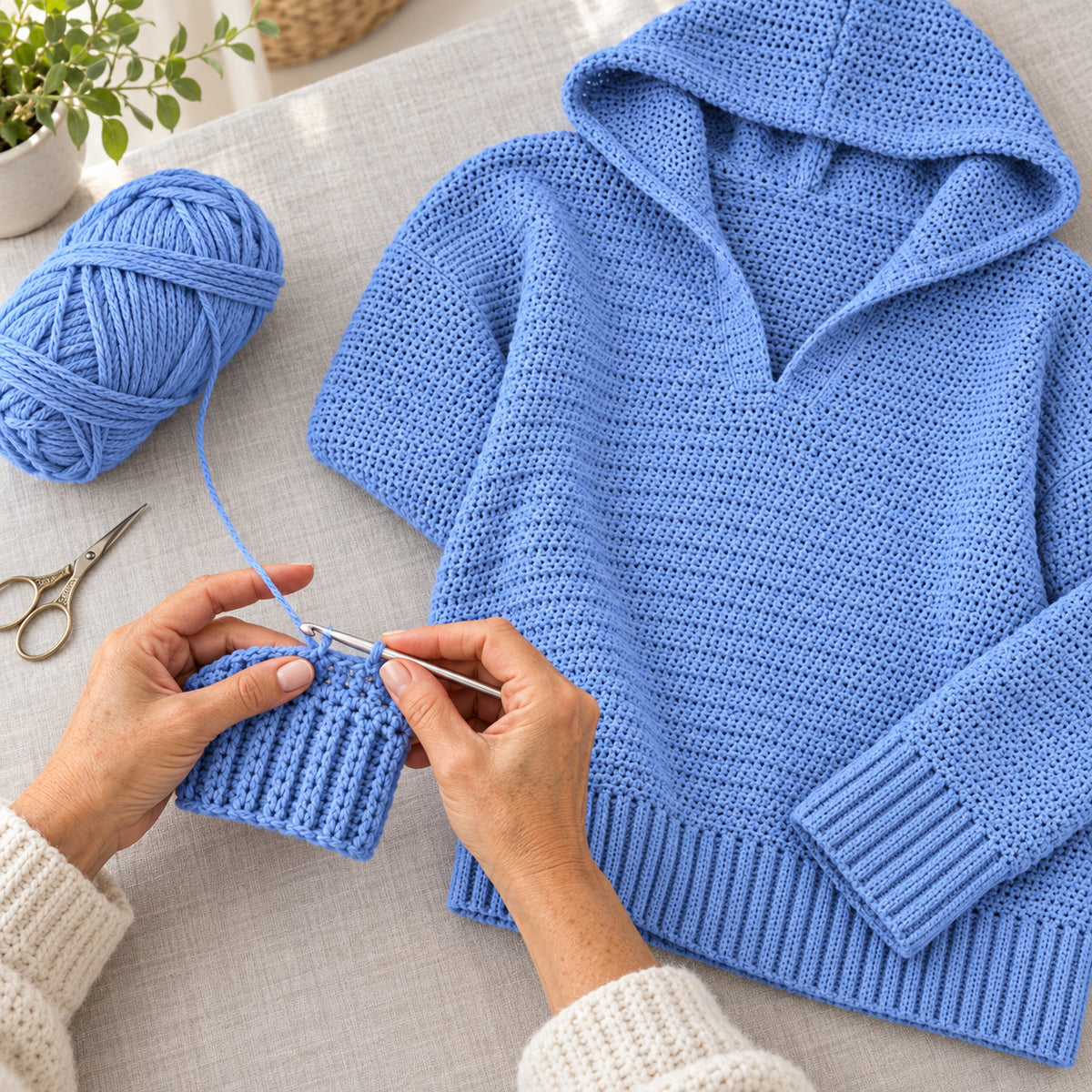 Oversized Hooded Crochet Sweater Pattern PDF – Beginner Friendly XS–5XL