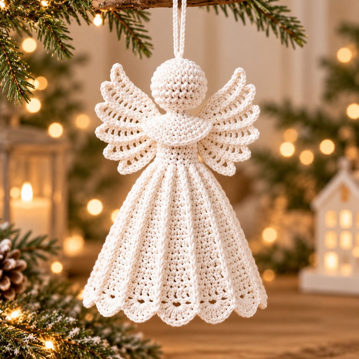 3 Christmas Angel Ornament Crochet Patterns PDF – Scallop, Lace & Puff Designs