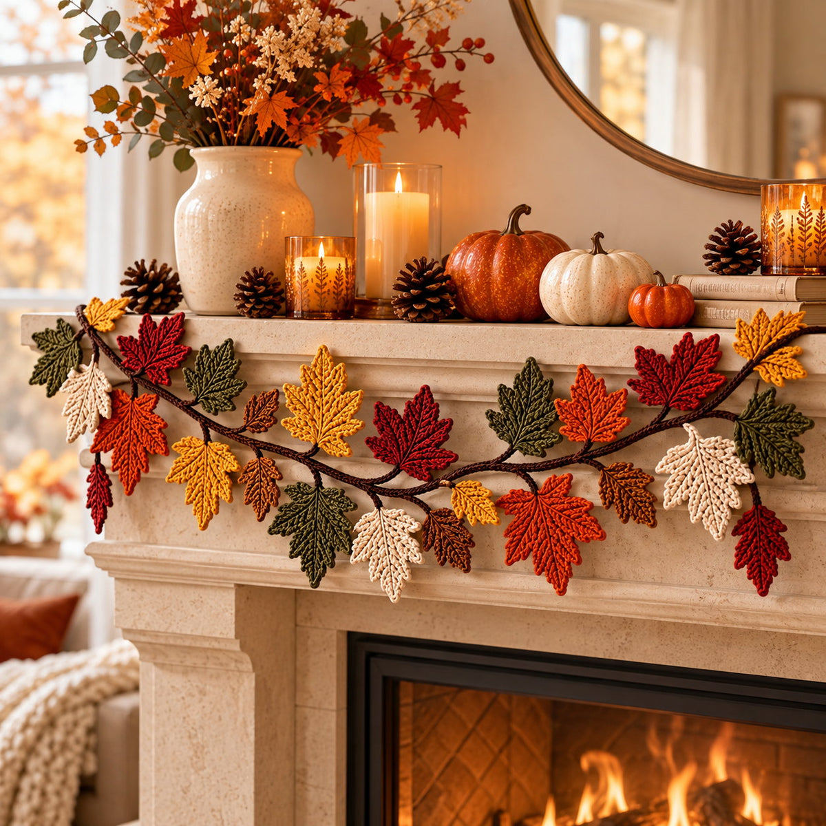 Maple Leaf Crochet Garland Pattern – Autumn Fall Decor PDF