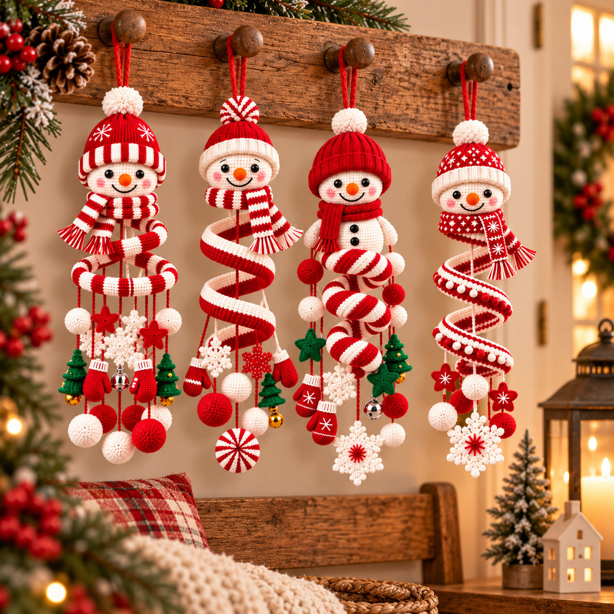 Snowman Spiral Hanging Crochet Pattern PDF – Christmas Mobile & Ornament Decor