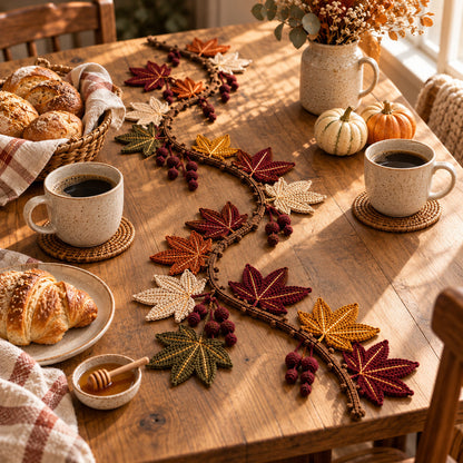 Autumn Maple Leaf Table Runner Crochet Pattern PDF – 3 Sizes