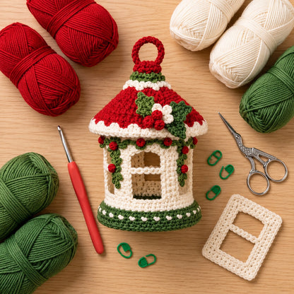 Crochet Christmas Lantern Pattern PDF – 3D Holiday LED Tea Light Holder