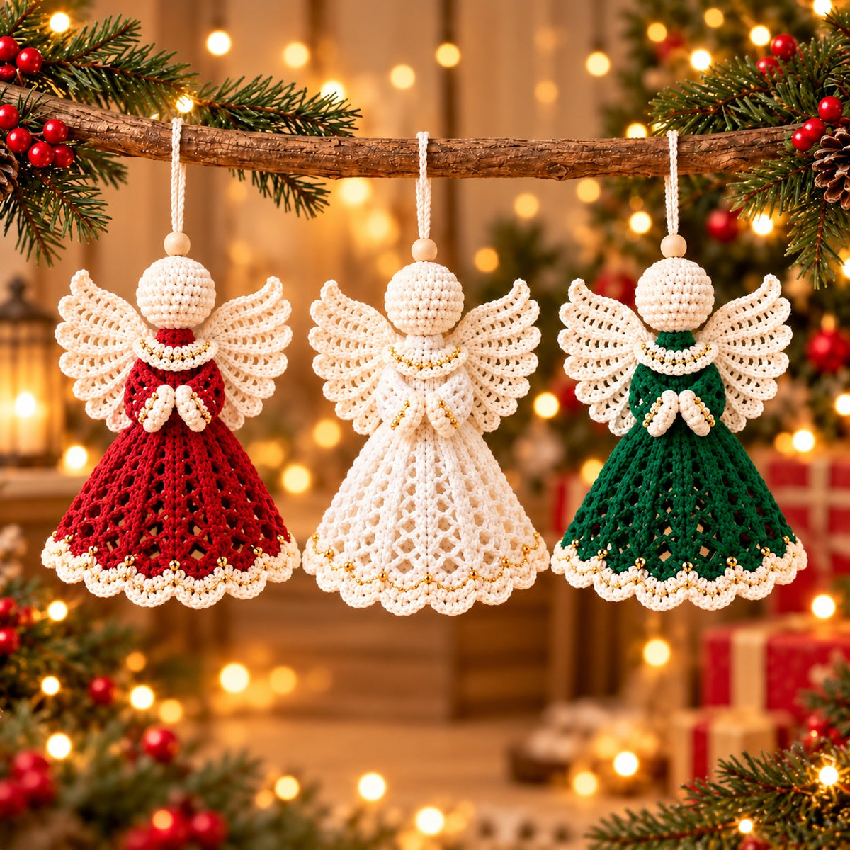 3 Christmas Angel Ornament Crochet Patterns PDF – Angel Doll Tree Decor