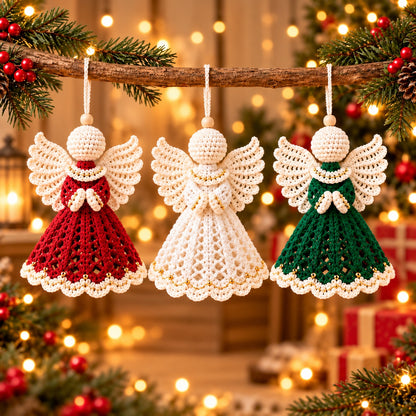 3 Christmas Angel Ornament Crochet Patterns PDF – Angel Doll Tree Decor