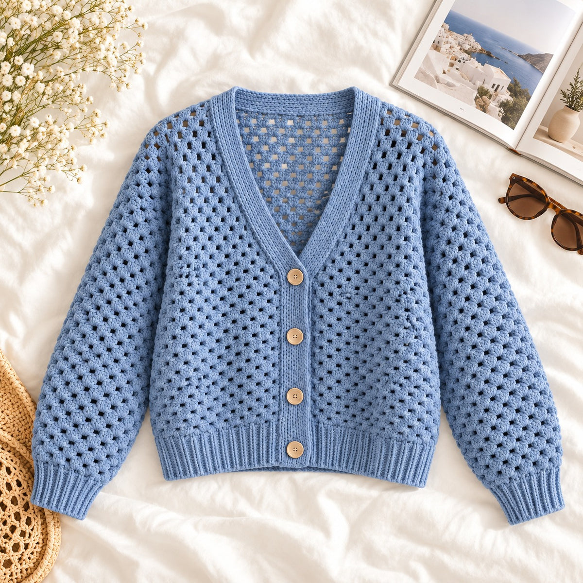 Crochet Cardigan Pattern PDF – Made-to-Measure Open Cardigan XS–2XL