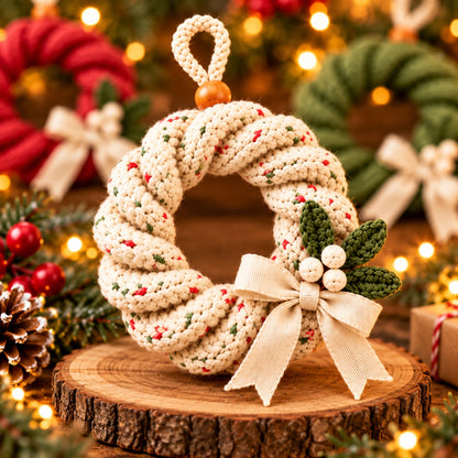 Twisted Mini Christmas Wreath Crochet Pattern PDF – Rustic Ornament