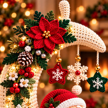 Santa Moon Christmas Centerpiece Crochet Pattern PDF – Holiday Table Decor