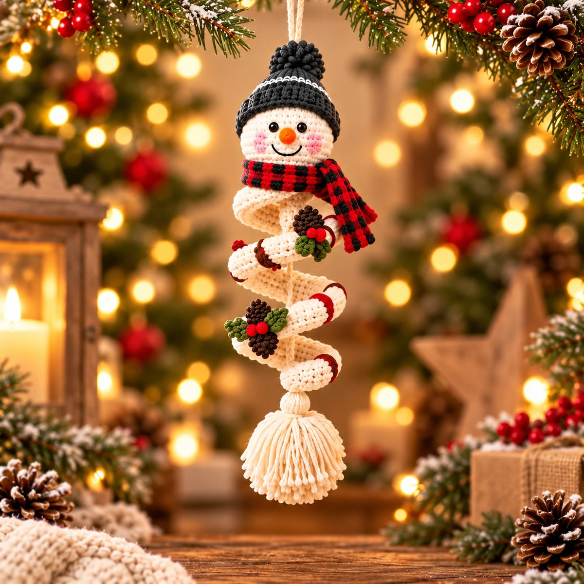 Snowman Spiral Ornament Crochet Kit – Beginner Christmas DIY Hanging Decor