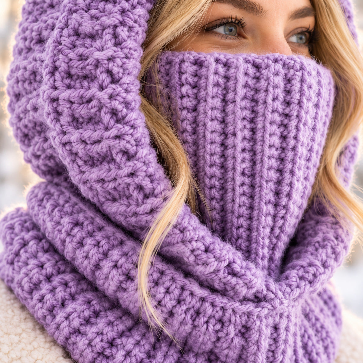 3-in-1 Crochet Balaclava Hood Pattern PDF – Ribbed Turtleneck Cowl