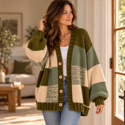 Patchwork Crochet Cardigan Pattern PDF, Sage & Olive Oversized Sweater, Knit Look Crochet Jacket