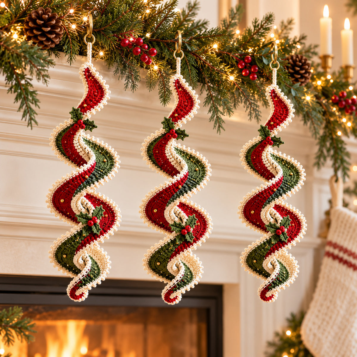 Crochet Spiral Wind Spinner Pattern PDF – Christmas Ribbon Ornament