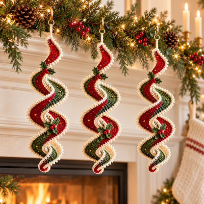 Crochet Spiral Wind Spinner Pattern PDF – Christmas Ribbon Ornament