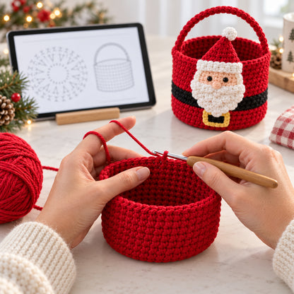 9 Christmas Crochet Basket Patterns Bundle PDF – Santa, Snowman, Reindeer & More