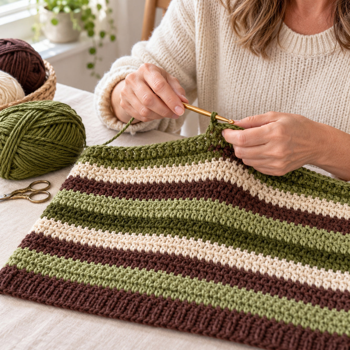 Striped Crochet Sweater Pattern PDF – Custom Size Jumper + Video Tutorial