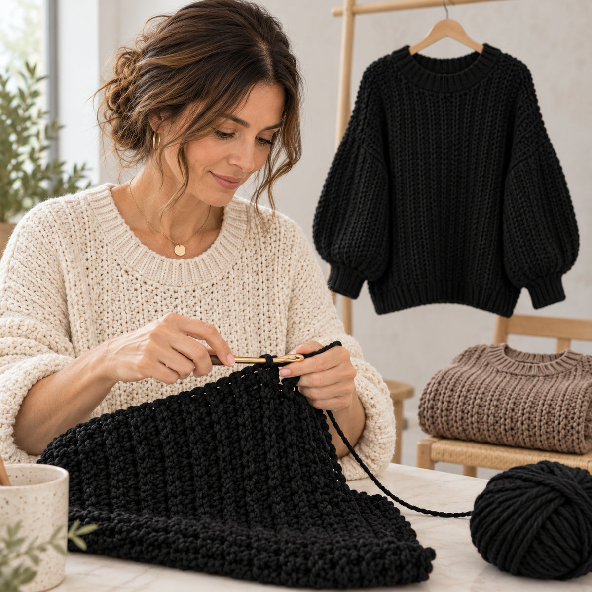 Oversized Crochet Sweater Pattern PDF – Beginner Cozy Textured Pullover