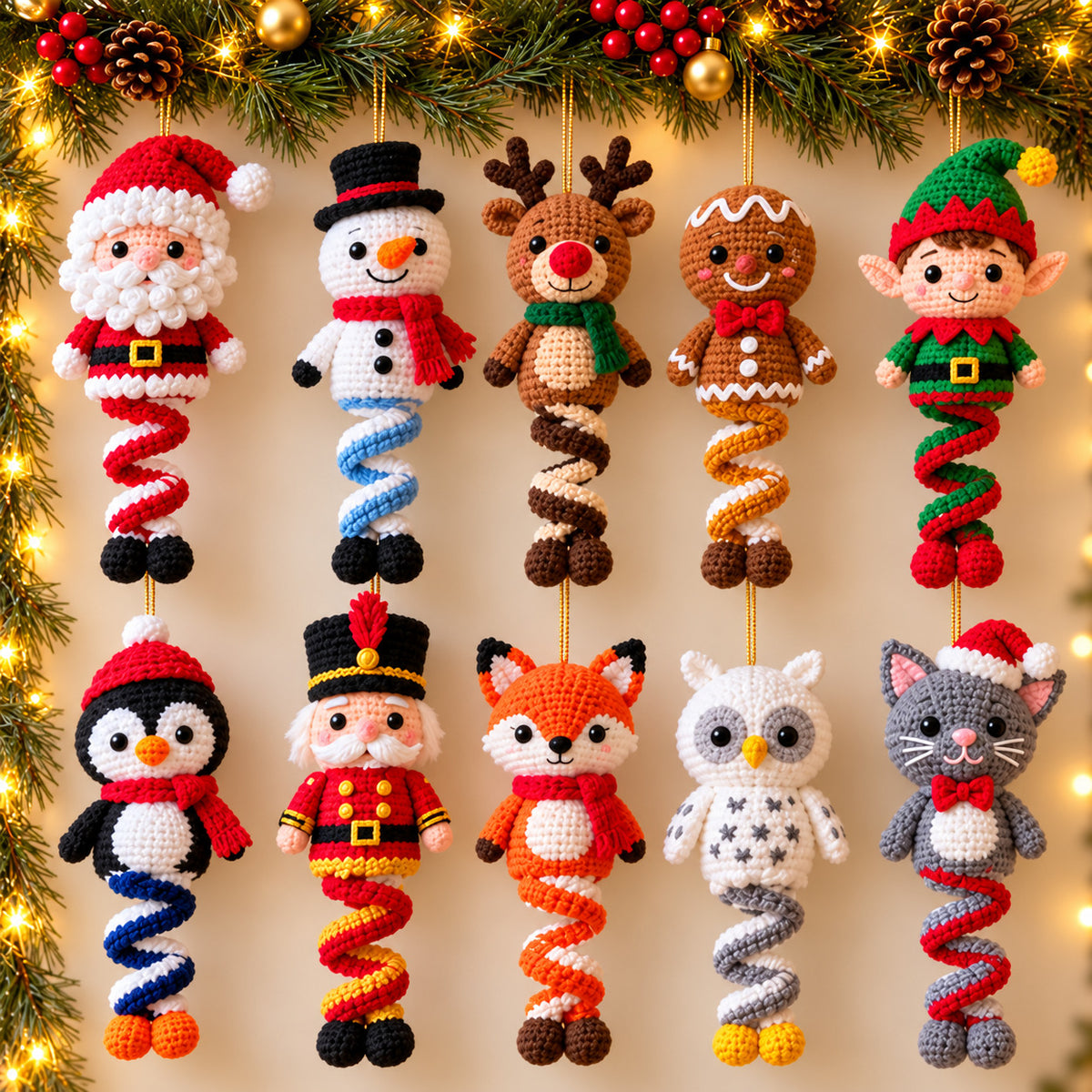 15 Christmas Spiral Ornament Crochet Patterns Bundle PDF – Santa, Snowman & More