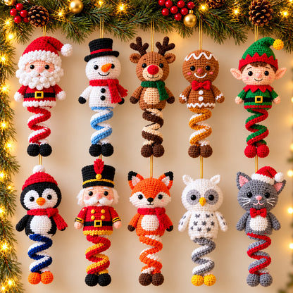 15 Christmas Spiral Ornament Crochet Patterns Bundle PDF – Santa, Snowman & More