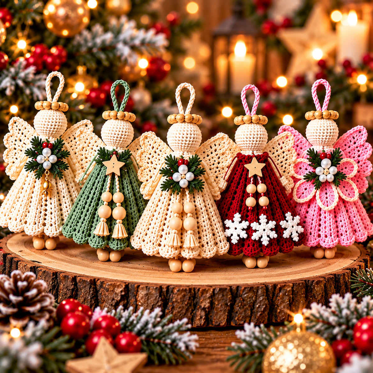 5 Crochet Angel Ornament Patterns Bundle PDF – Christmas Tree Decor
