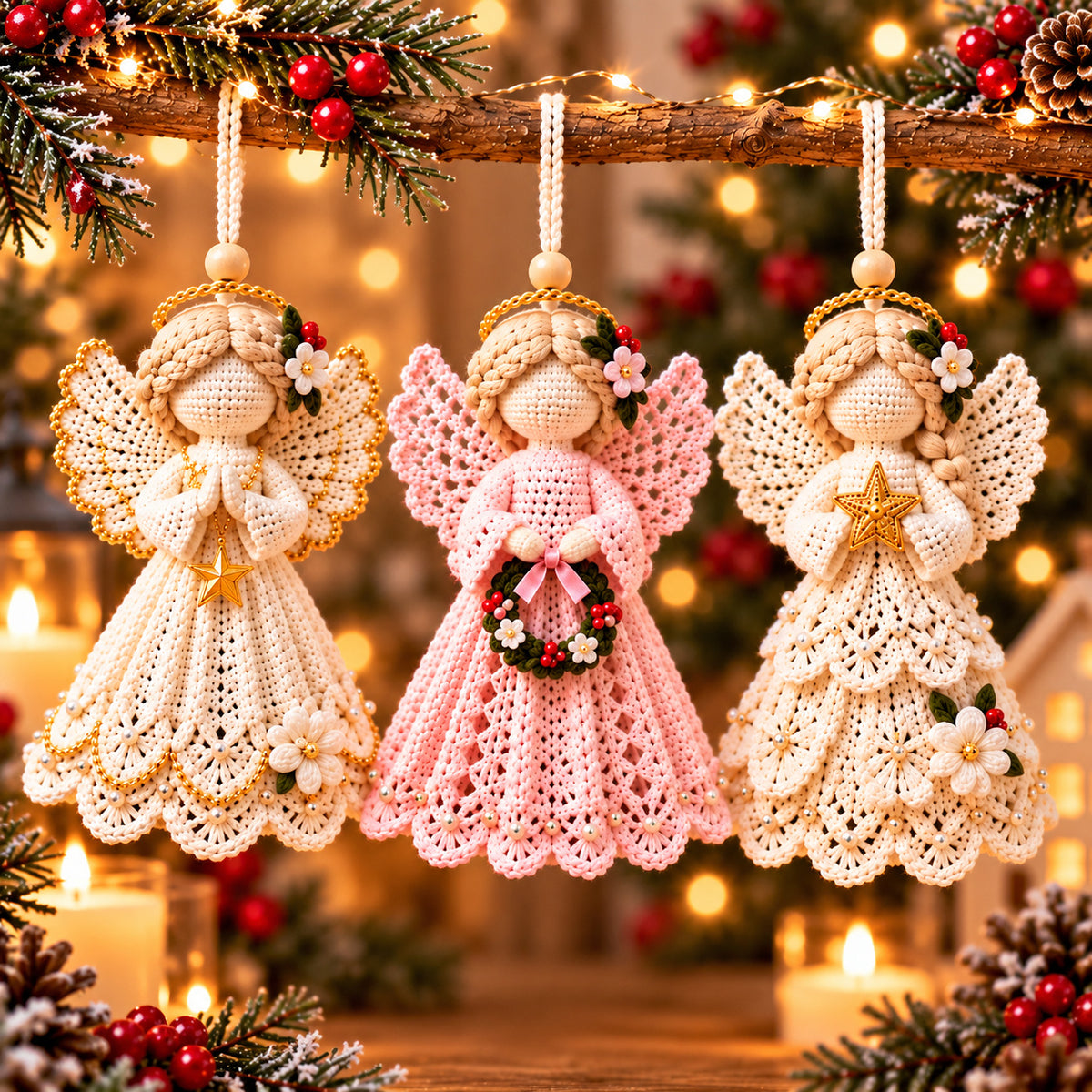 3 Christmas Angel Ornament Crochet Patterns PDF – Heirloom Lace Tree Decor