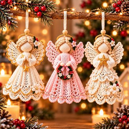 3 Christmas Angel Ornament Crochet Patterns PDF – Heirloom Lace Tree Decor