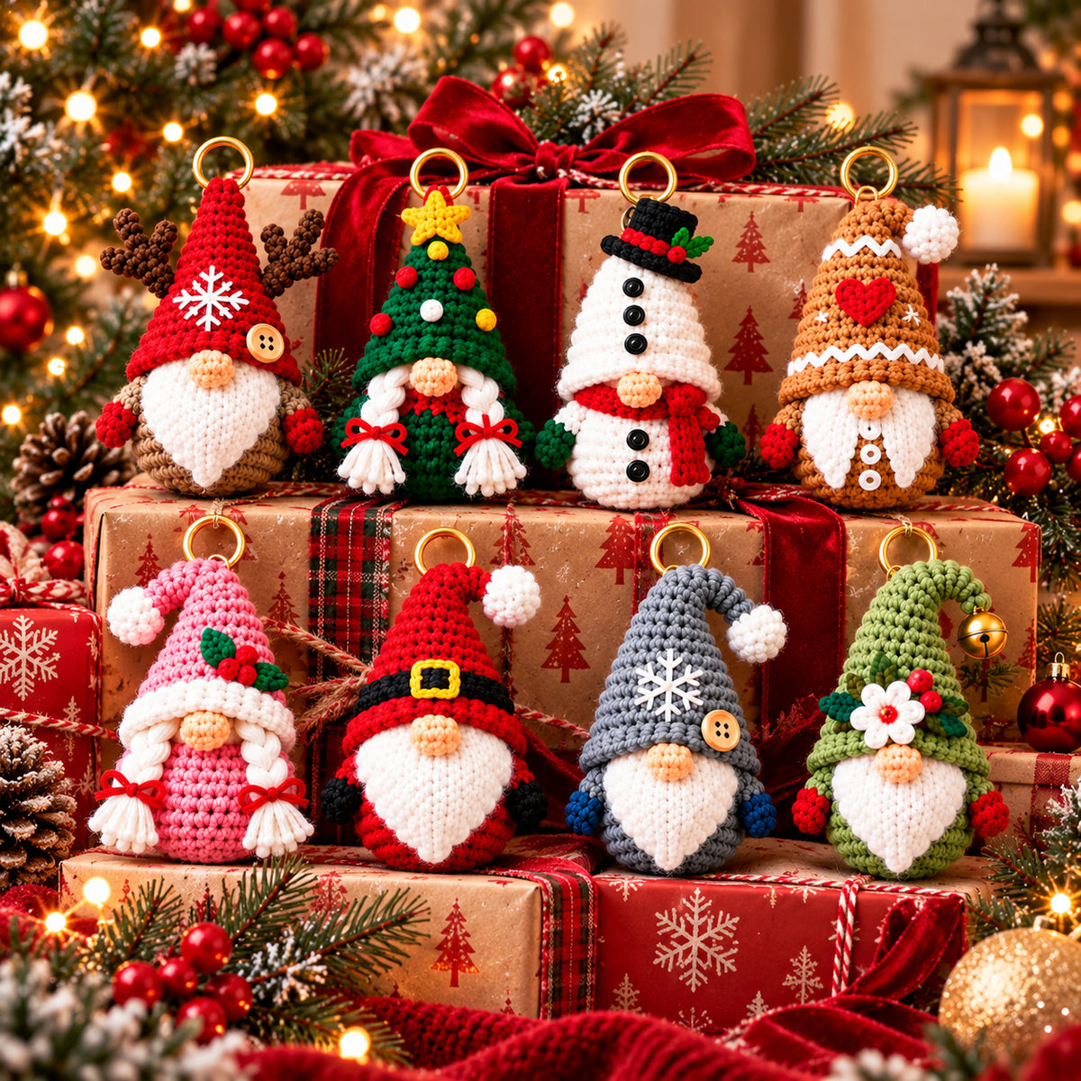 8 Christmas Gnome Crochet Patterns Bundle PDF – Keychains & Ornaments