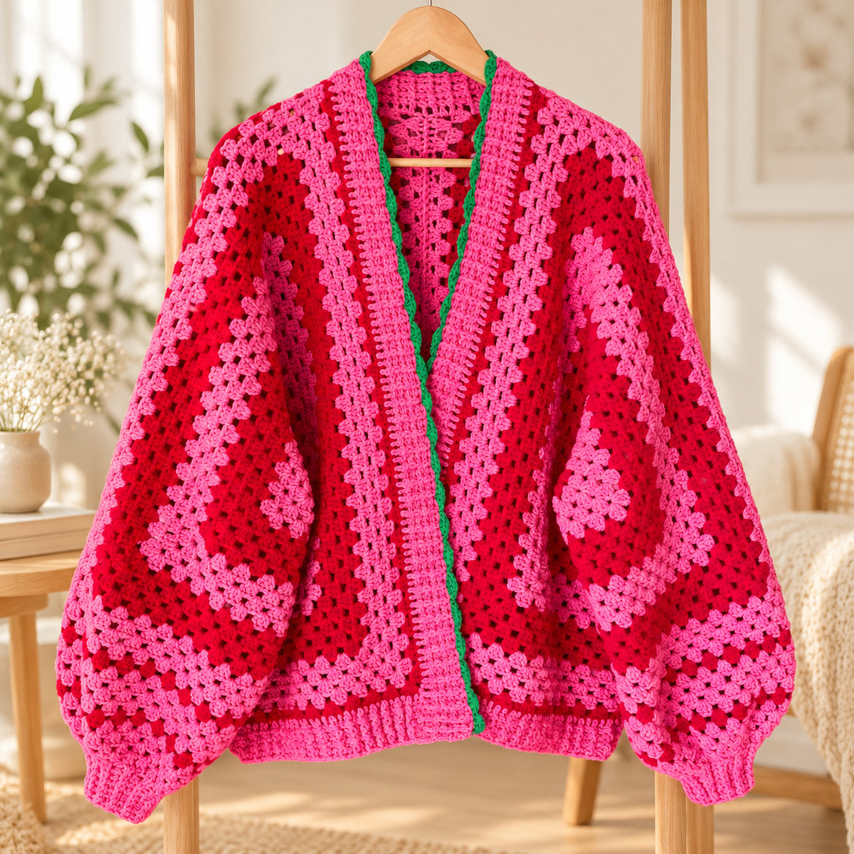 Marylebone Cardigan Crochet Pattern PDF – Balloon Sleeve Jacket S–3XL