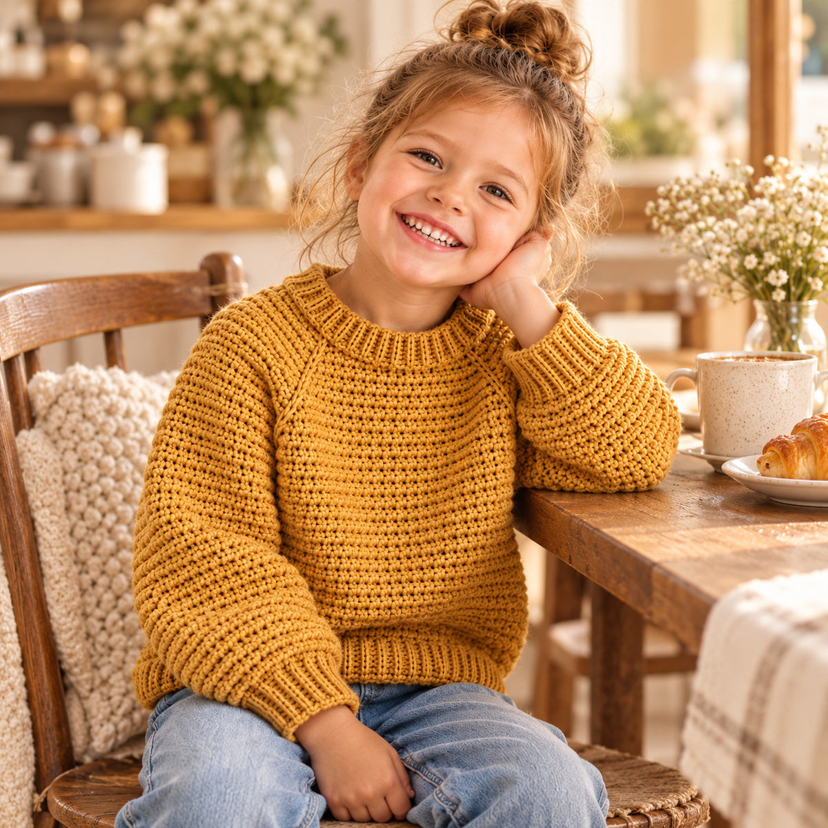 Kids Seamless Raglan Sweater Crochet Pattern PDF – Sizes 1–10 Years