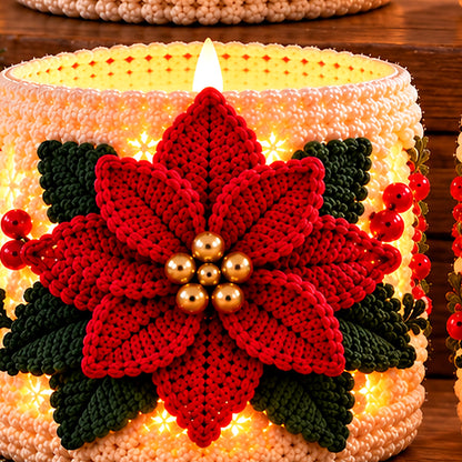 4 Christmas Luminary Crochet Patterns Bundle PDF – Reindeer, Tree, Poinsettia & Peppermint