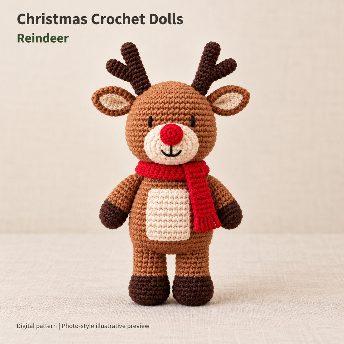 5 Christmas Crochet Doll Patterns Bundle PDF – Santa, Mrs Claus, Elf, Snowman & Reindeer