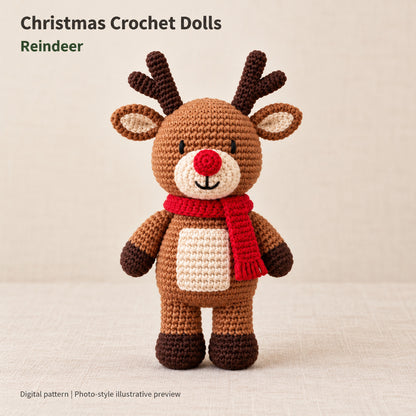 5 Christmas Crochet Doll Patterns Bundle PDF – Santa, Mrs Claus, Elf, Snowman & Reindeer
