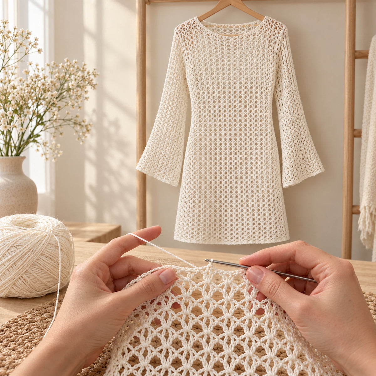 Laguna Dress Crochet Pattern PDF – Made-to-Measure Mesh Beach Cover Up