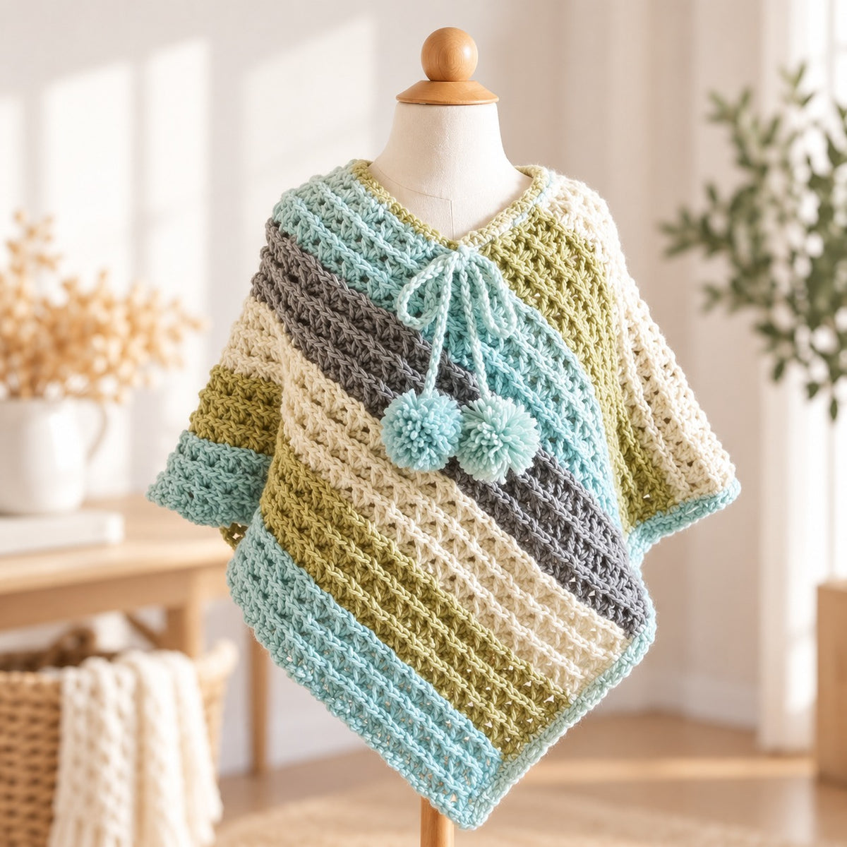 Sunset Poncho Crochet Pattern PDF, Asymmetrical V-Neck Crochet Poncho