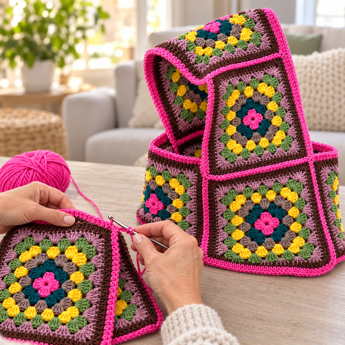 Granny Square Balaclava Crochet Pattern PDF – Beginner Adult Hood
