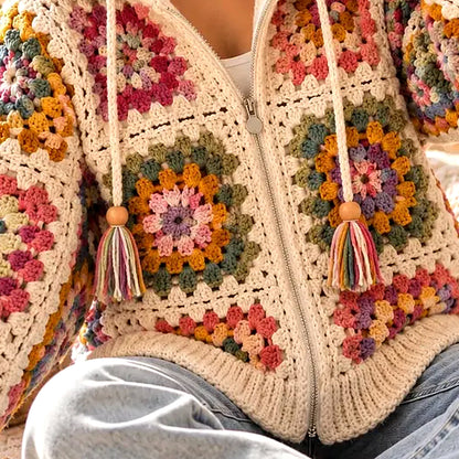 Granny Square Hooded Cardigan Crochet Pattern PDF – Zip Hoodie S–XL
