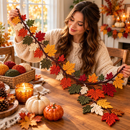 Maple Leaf Crochet Garland Pattern – Autumn Fall Decor PDF