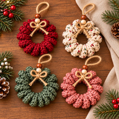 Curly Wreath Crochet Pattern PDF – Rustic Christmas Ornament & Gift Topper