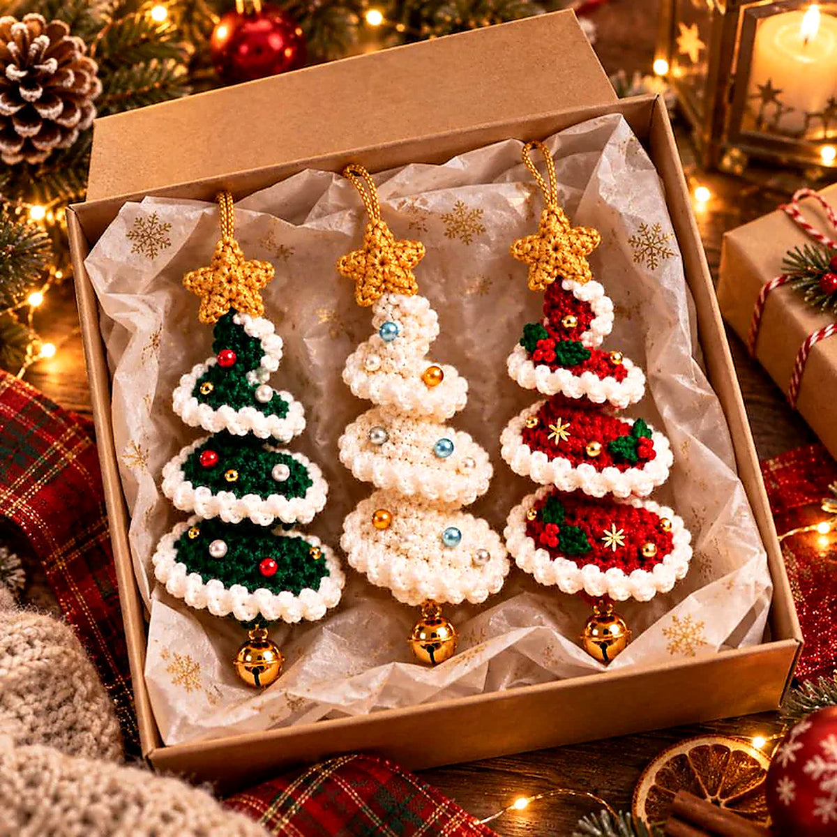 Mini Christmas Tree Spiral Crochet Pattern PDF – Hanging Holiday Ornament